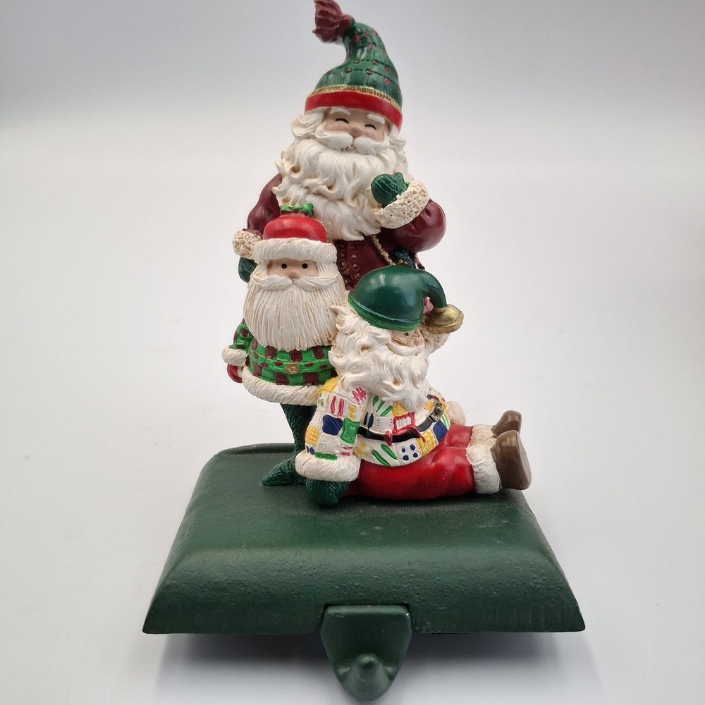 Vintage Potpourri Press Christmas Stocking Hanger‎ Santa Claus Trio 1994 Holiday